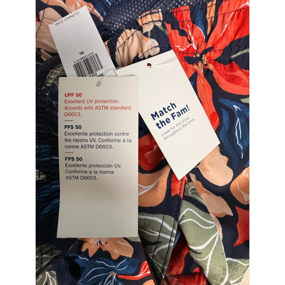 Old Navy Mens XL Floral Swim Trunks Board Shorts Elastic Waist‎ UPF 50 New-846